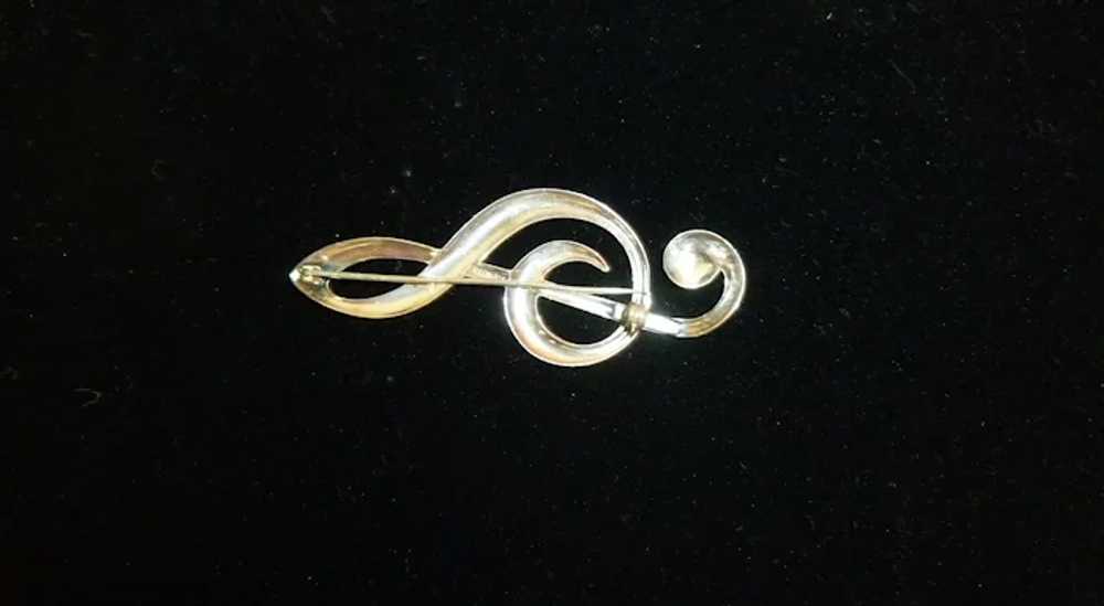 Music Treble Clef Brooch Sterling Silver - image 3