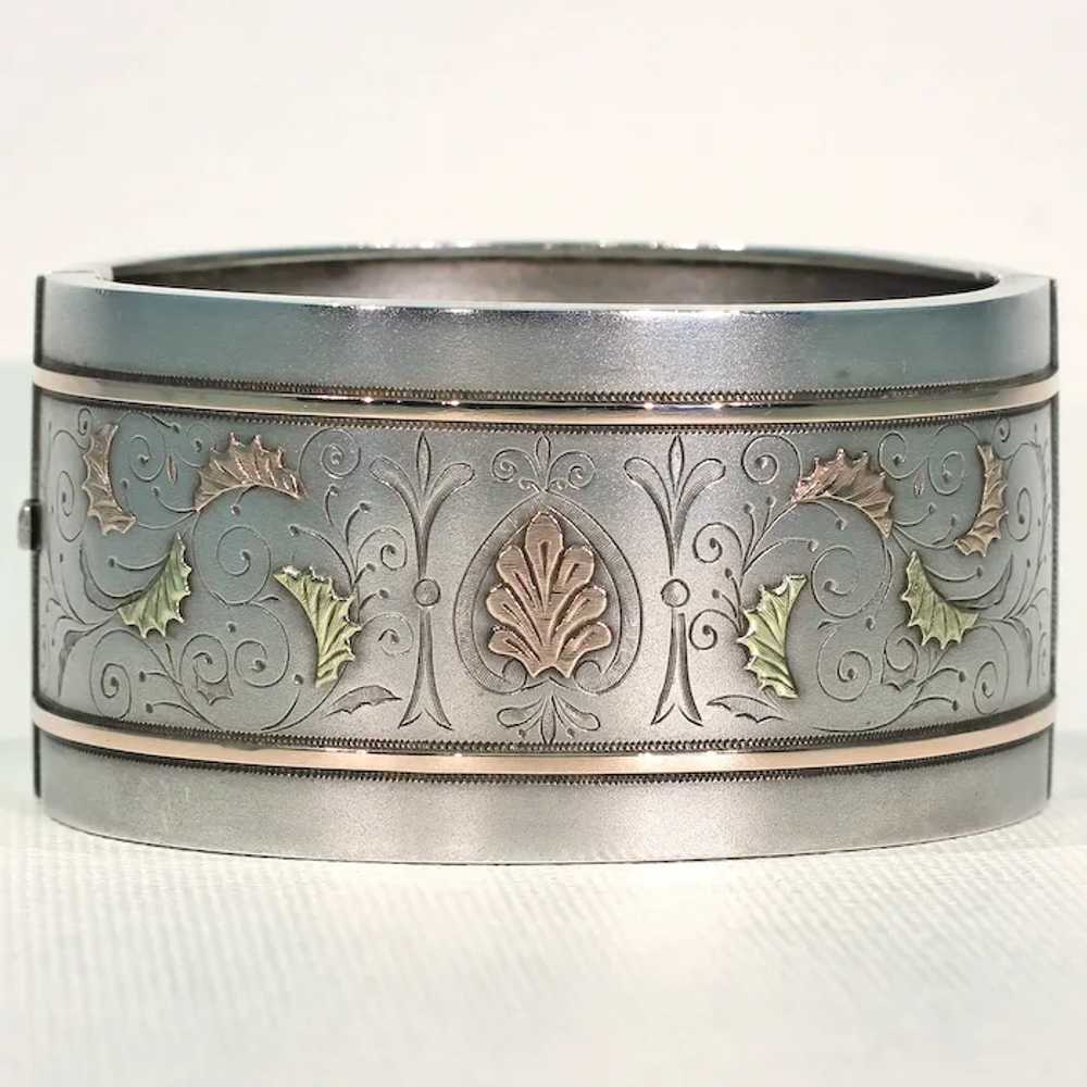 Antique Victorian Sterling Silver Cuff Bangle Bra… - image 11