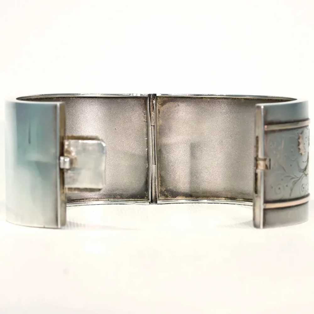 Antique Victorian Sterling Silver Cuff Bangle Bra… - image 4