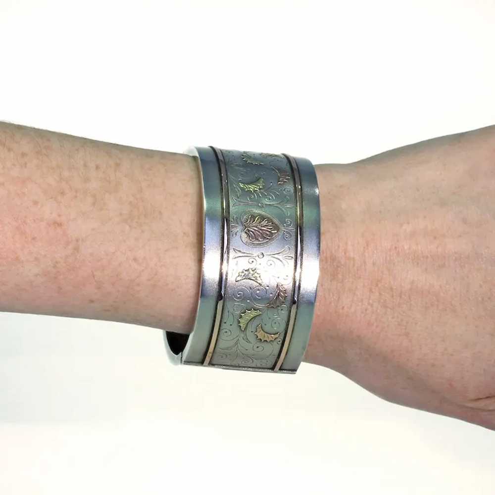 Antique Victorian Sterling Silver Cuff Bangle Bra… - image 7