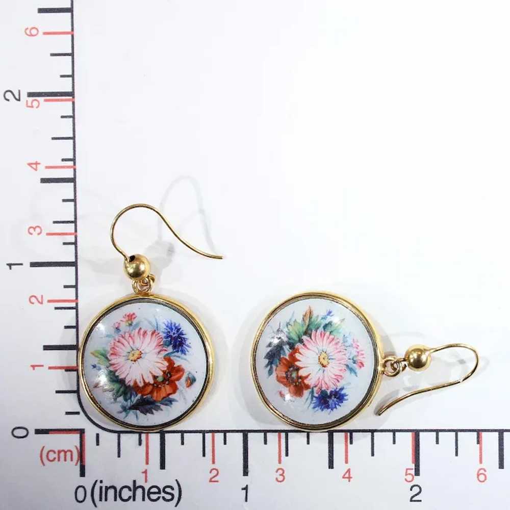 Antique Victorian Gold Enamel Flower Earrings - image 7