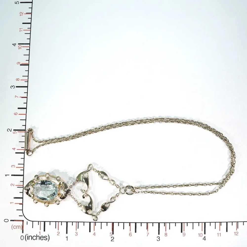 Art Nouveau 5ct Aquamarine Pearl Necklace Gold MB… - image 6