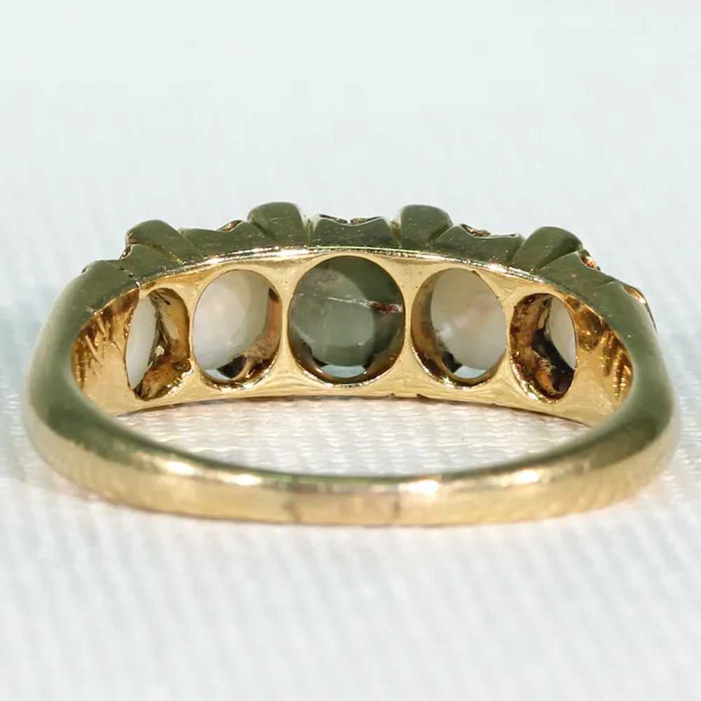 Antique Pearl Cat's Eye Chrysoberyl Ring 18k Gold - image 7