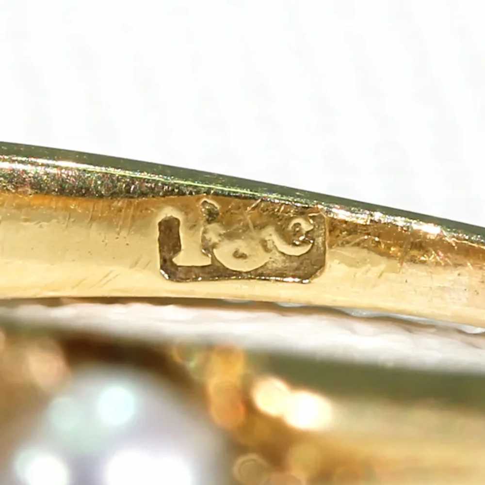 Antique Pearl Cat's Eye Chrysoberyl Ring 18k Gold - image 9