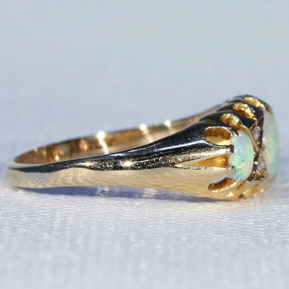 Edwardian Opal Diamond Gold Ring 3 Stone - image 3