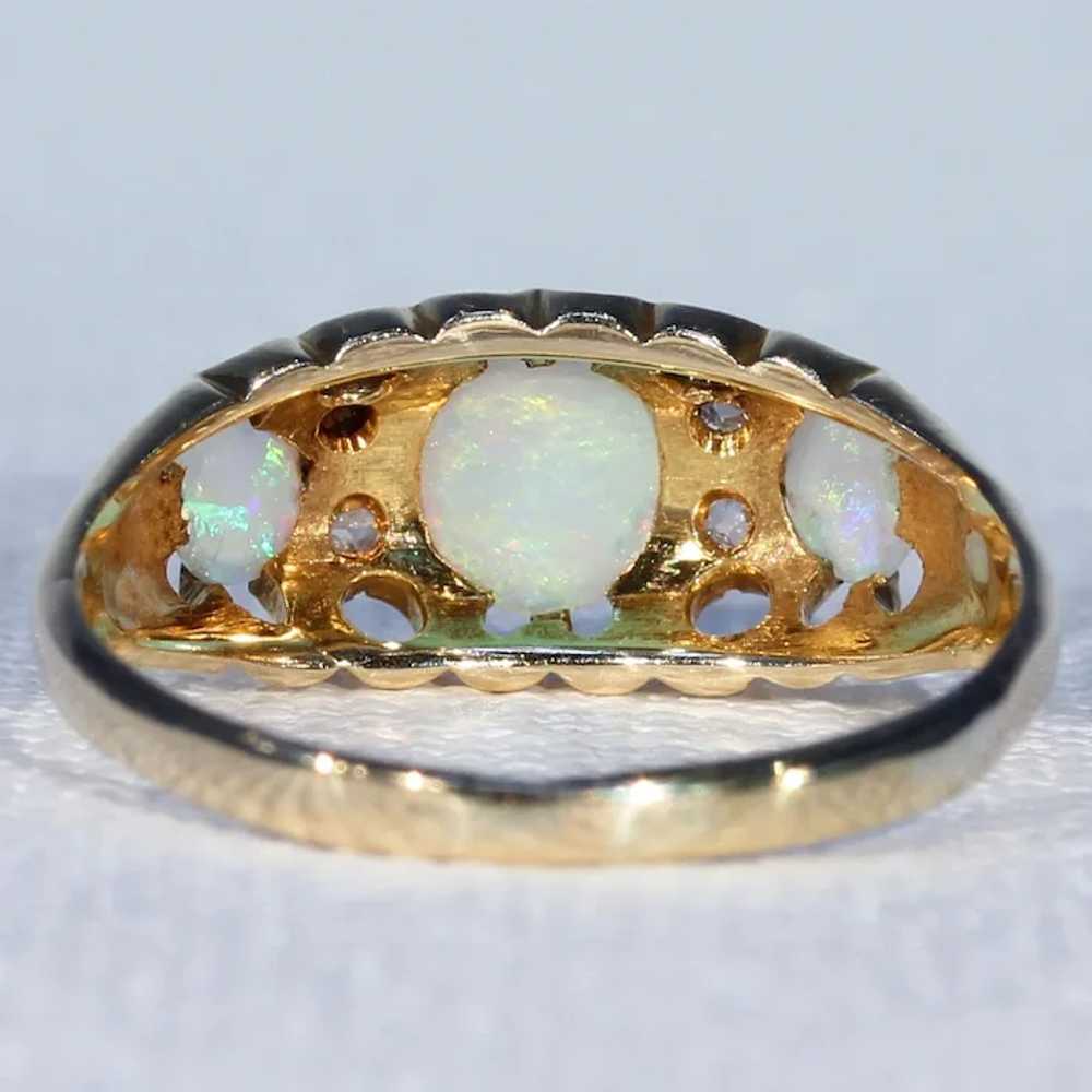 Edwardian Opal Diamond Gold Ring 3 Stone - image 4