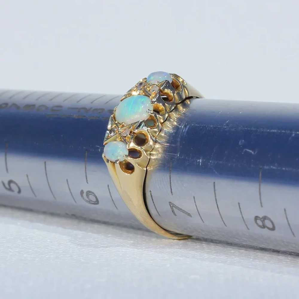 Edwardian Opal Diamond Gold Ring 3 Stone - image 8