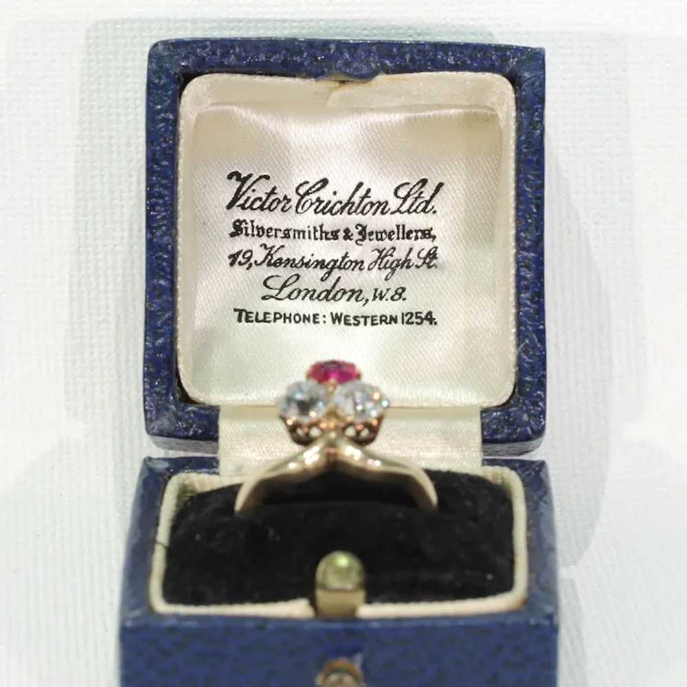Antique Edwardian Trefoil Ruby Diamond Ring - image 12