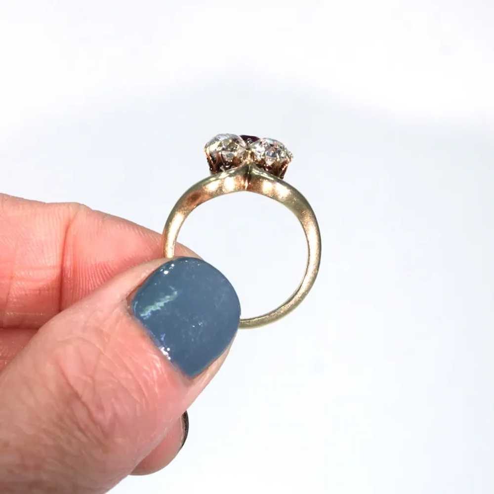 Antique Edwardian Trefoil Ruby Diamond Ring - image 6
