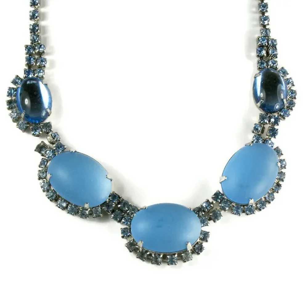 Vintage Blue Moonglow and Cabochon Ovals Necklace… - image 2