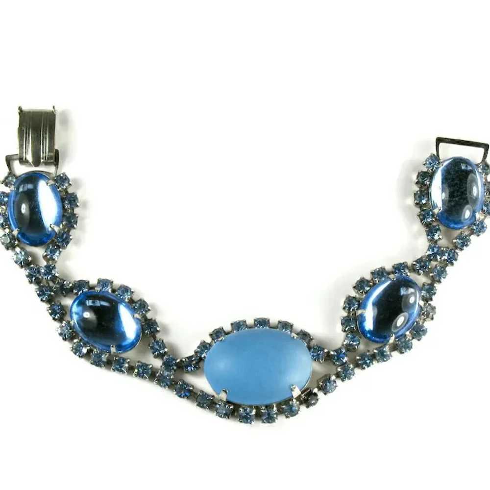 Vintage Blue Moonglow and Cabochon Ovals Necklace… - image 3