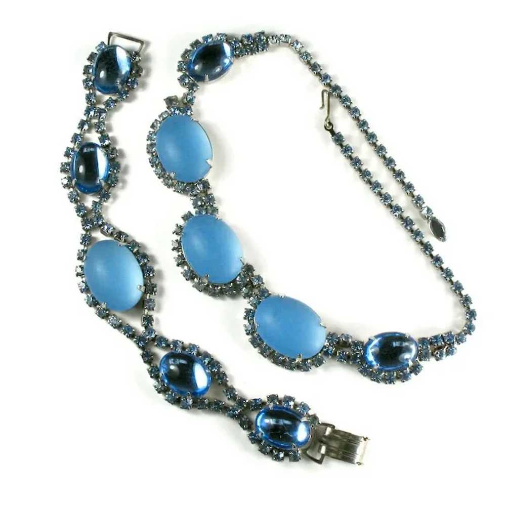 Vintage Blue Moonglow and Cabochon Ovals Necklace… - image 4