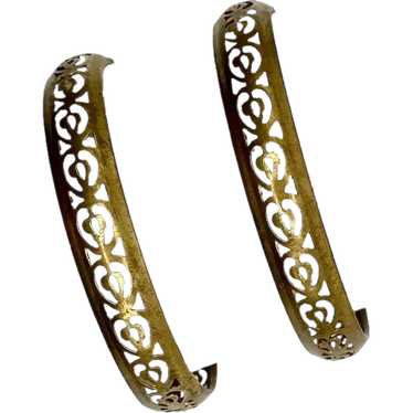 Goldtone Metal Cutout Design Pair of Bangle Brace… - image 1