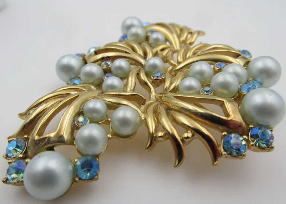 Vintage Schiaparelli Pale Blue Faux Pearl and AB … - image 2