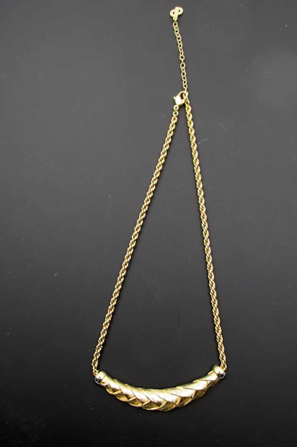 Signed Christian Dior Germany Woven Gold Plated N… - image 3