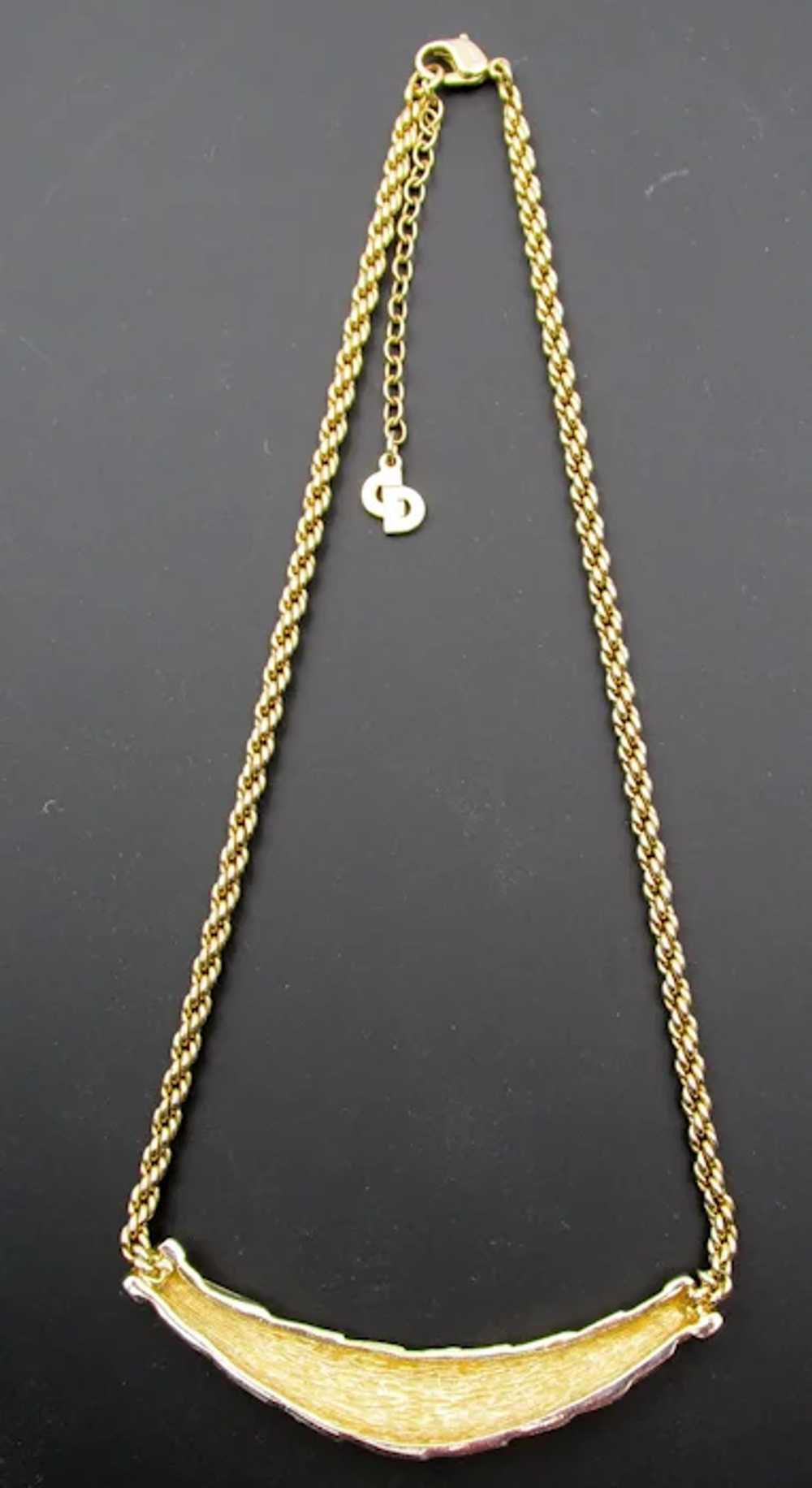 Signed Christian Dior Germany Woven Gold Plated N… - image 4