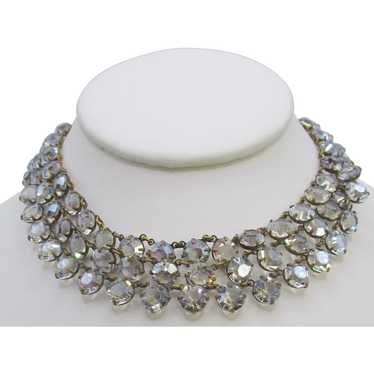 West Germany Triple Strand Crystal Chaton Necklace - image 1
