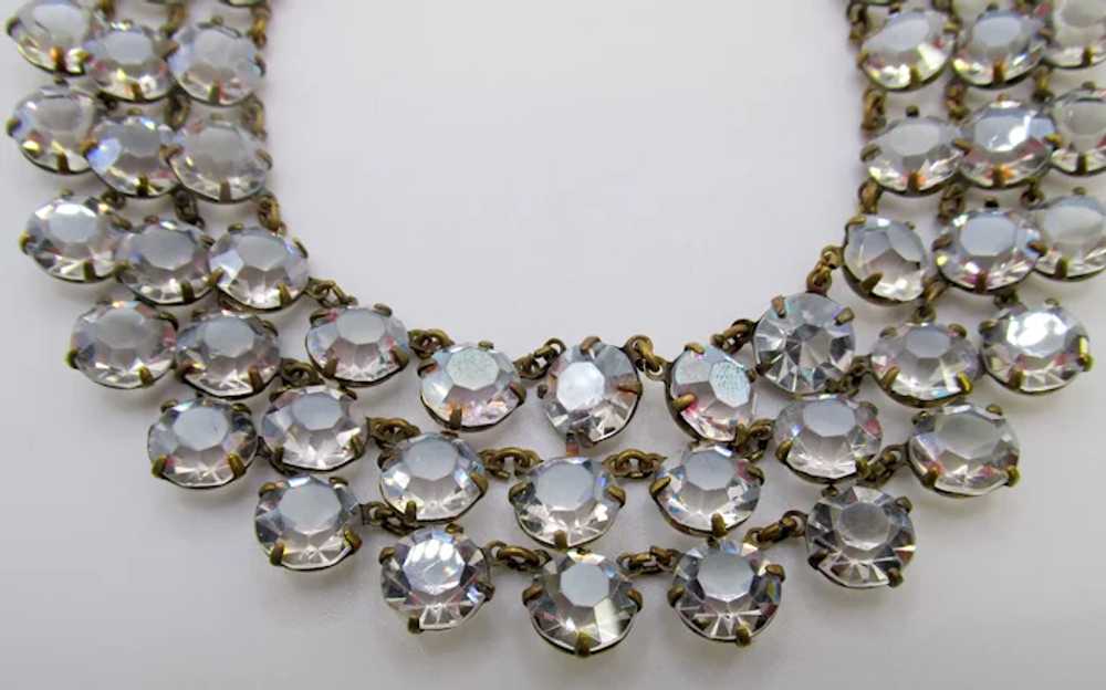 West Germany Triple Strand Crystal Chaton Necklace - image 3