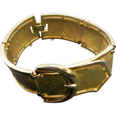 Crown Trifari Gold Tone Buckle Link Bracelet