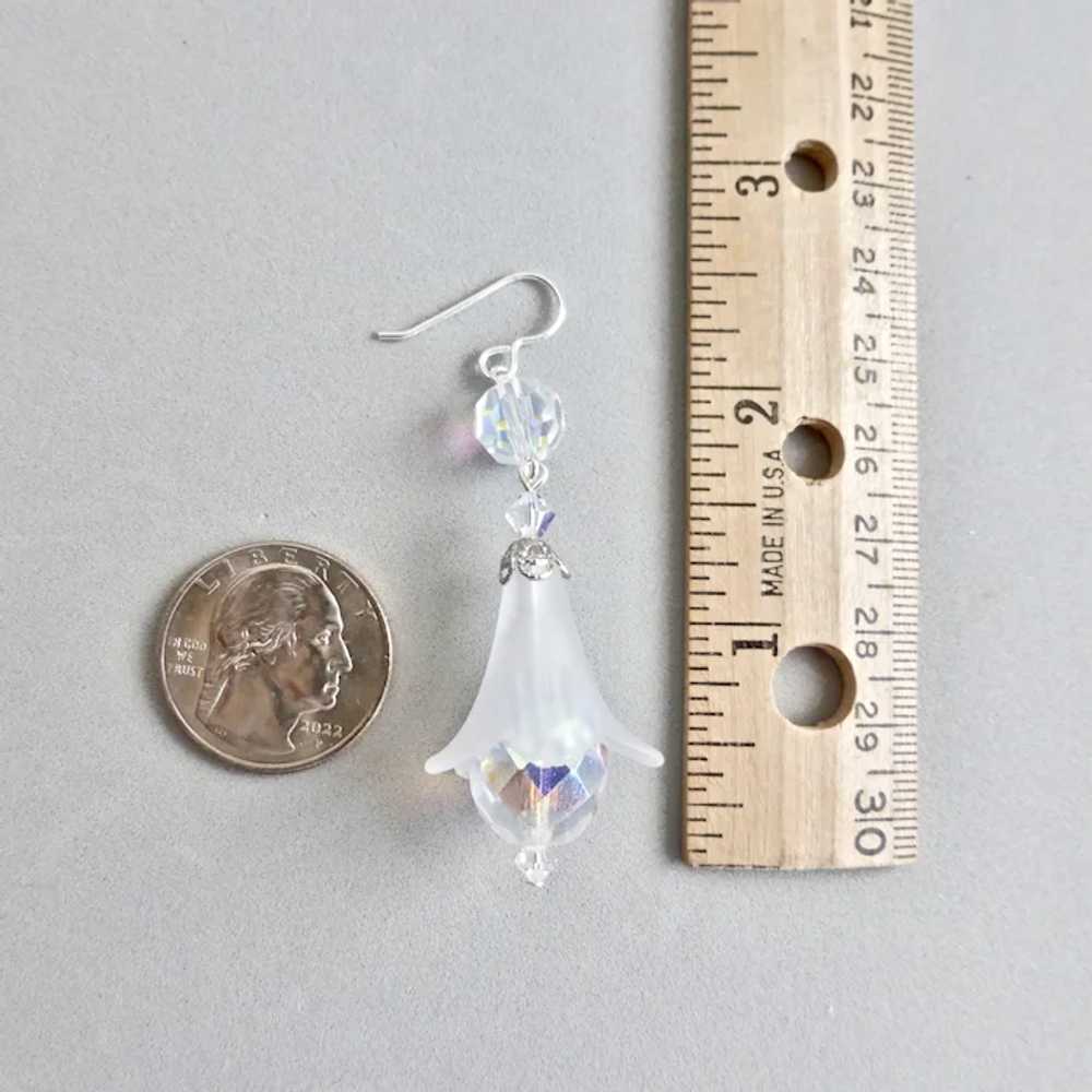 Frosted Lucite Flower Bell Earrings with Crystal … - image 6