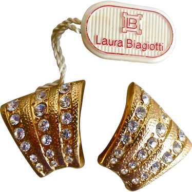 Italian Designer Laura BIAGIOTTI Gold Tone and Cr… - image 1