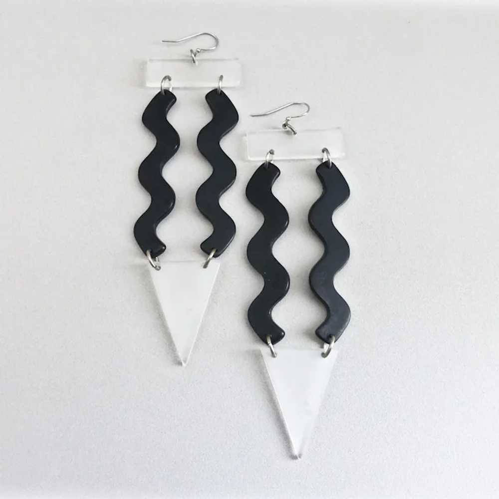 Wild and Crazy 1980s Memphis Era Style Earrings - image 4