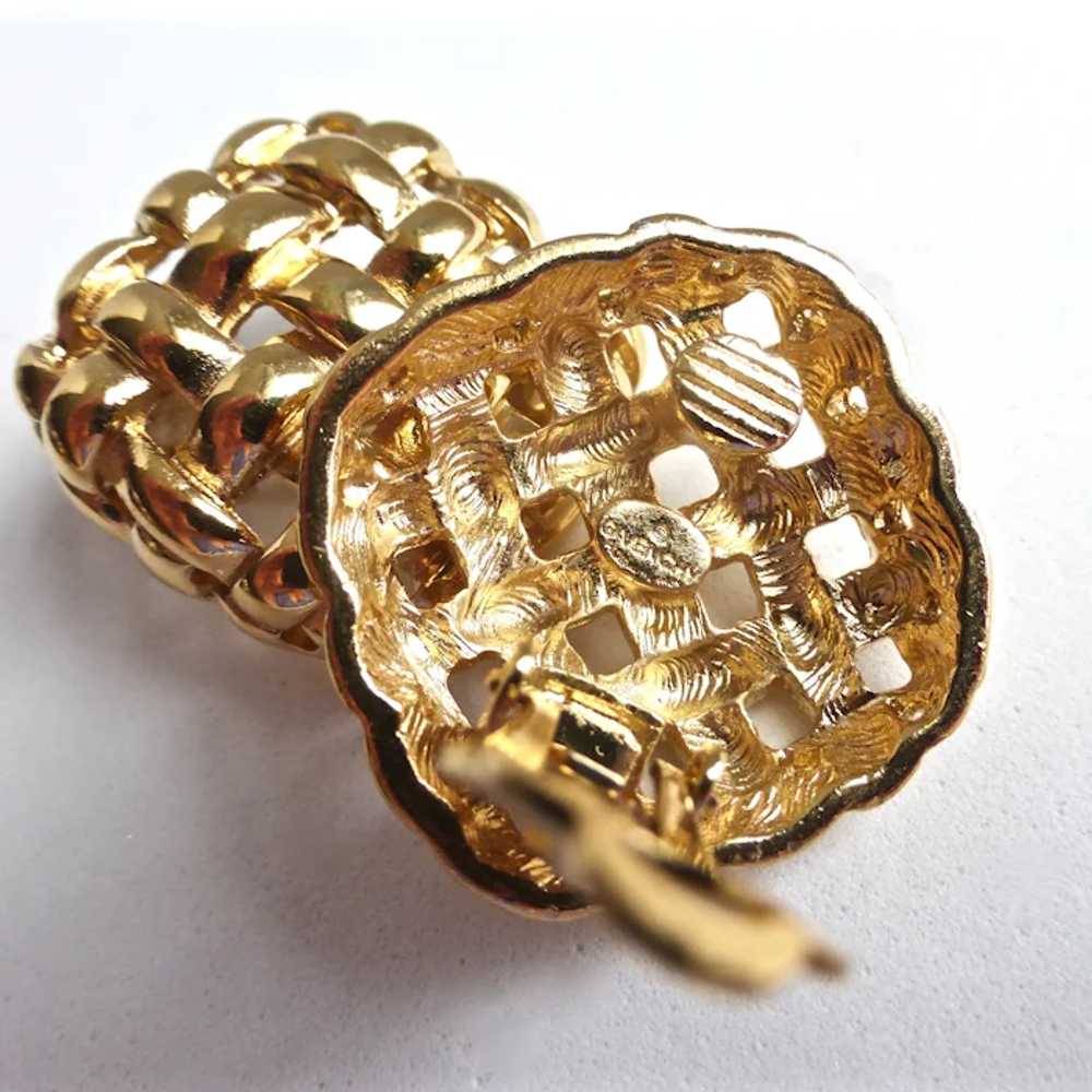 GIVENCHY Gold Tone Basket Weave Clip on Earrings - image 6