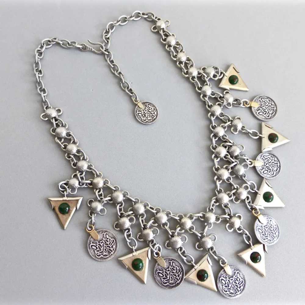 Middle Eastern Necklace of Sterling Silver Coins … - image 3