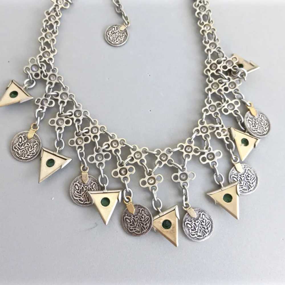 Middle Eastern Necklace of Sterling Silver Coins … - image 5