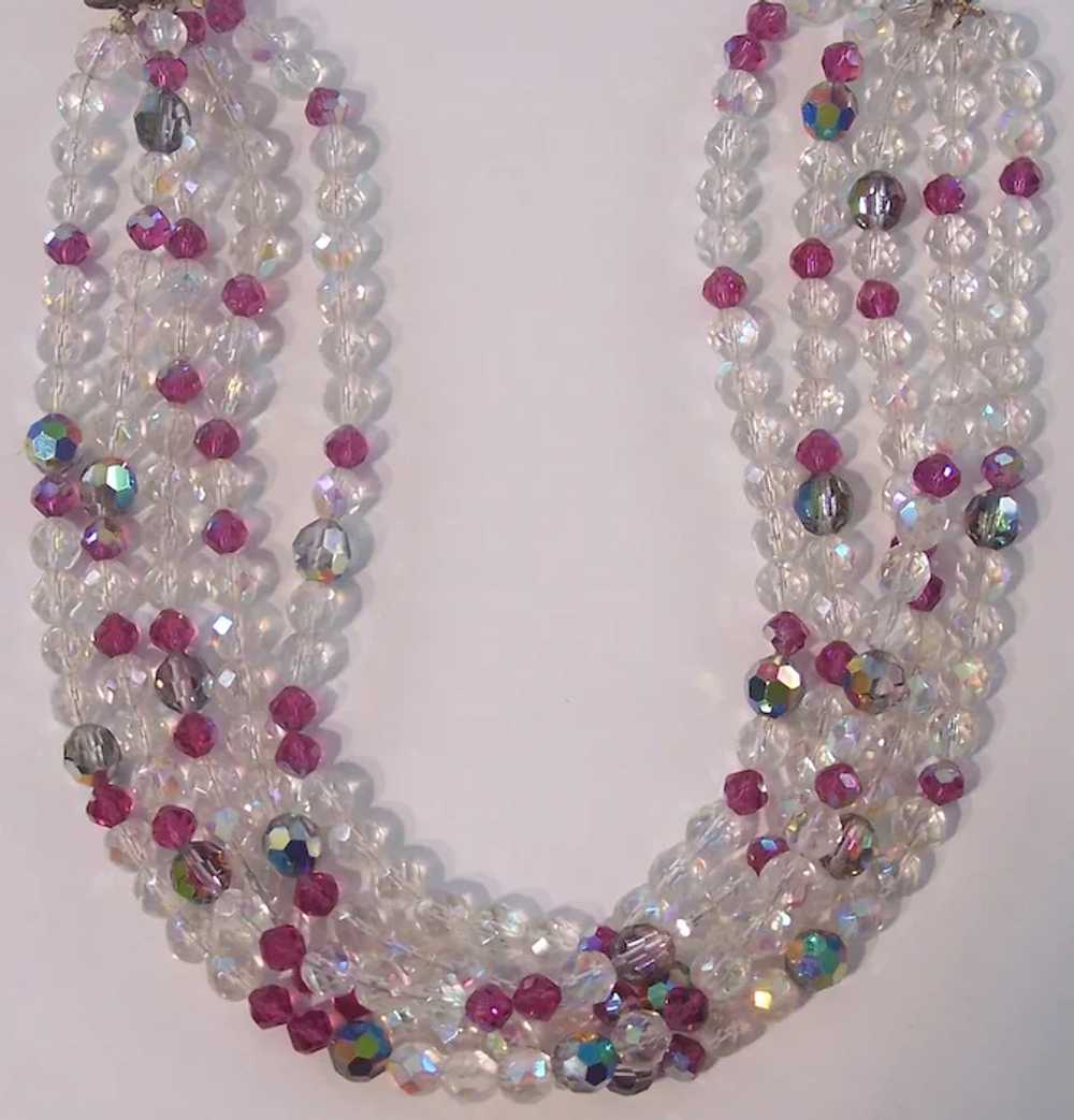 Multi Strand AB Crystal Choker Necklace - image 2