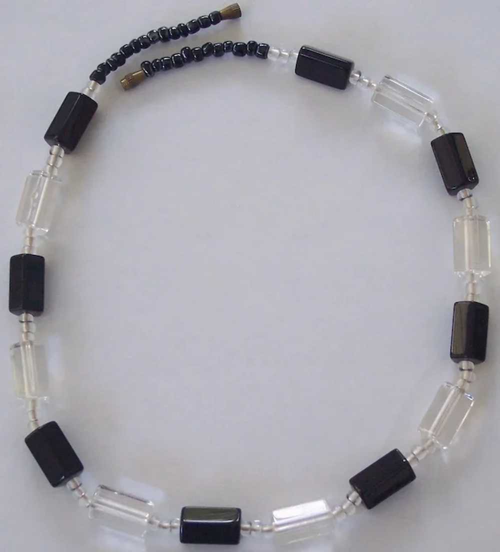 Nice Black and Clear Glass Bead Necklace - image 2