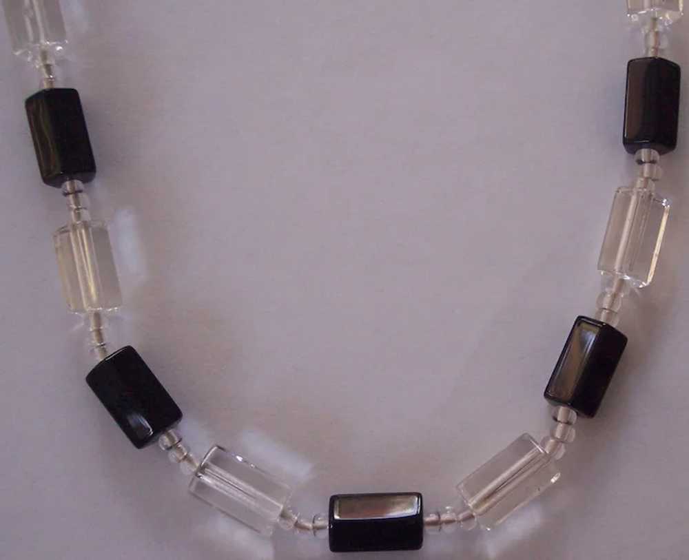 Nice Black and Clear Glass Bead Necklace - image 3