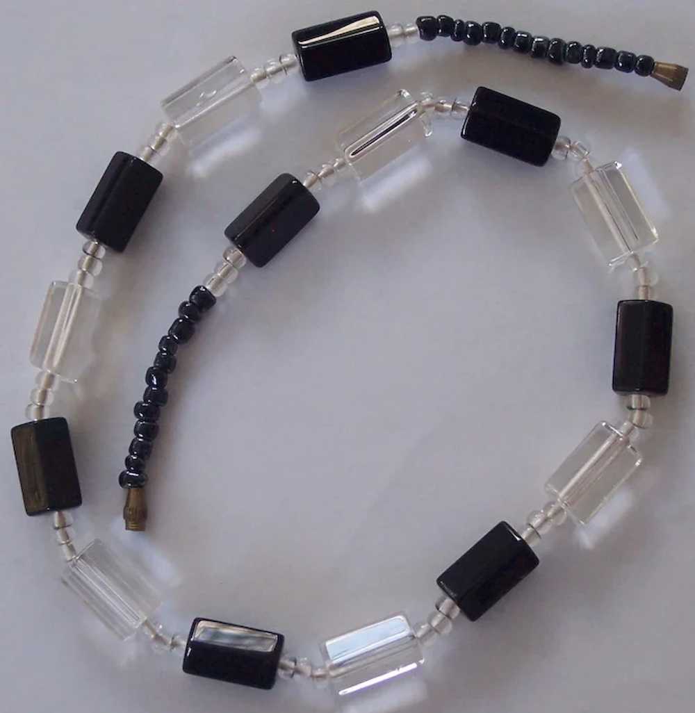 Nice Black and Clear Glass Bead Necklace - image 4