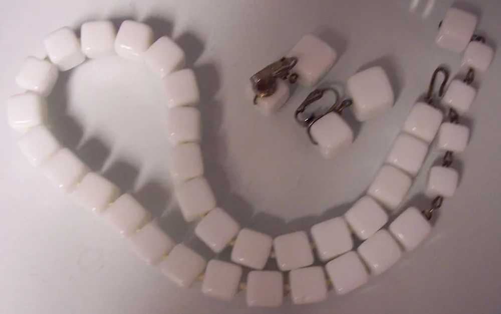 Vogue JLRY White Glass Cubes Necklace & Earrings … - image 3