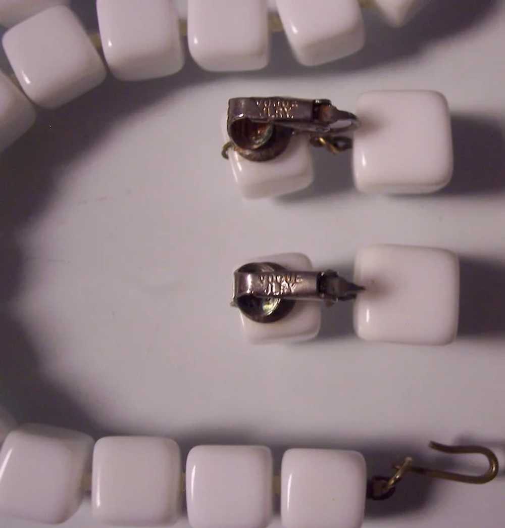 Vogue JLRY White Glass Cubes Necklace & Earrings … - image 4