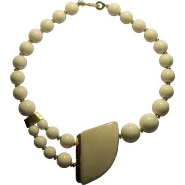 TRIFARI Asymmetrical Bold White Beaded Necklace - image 1