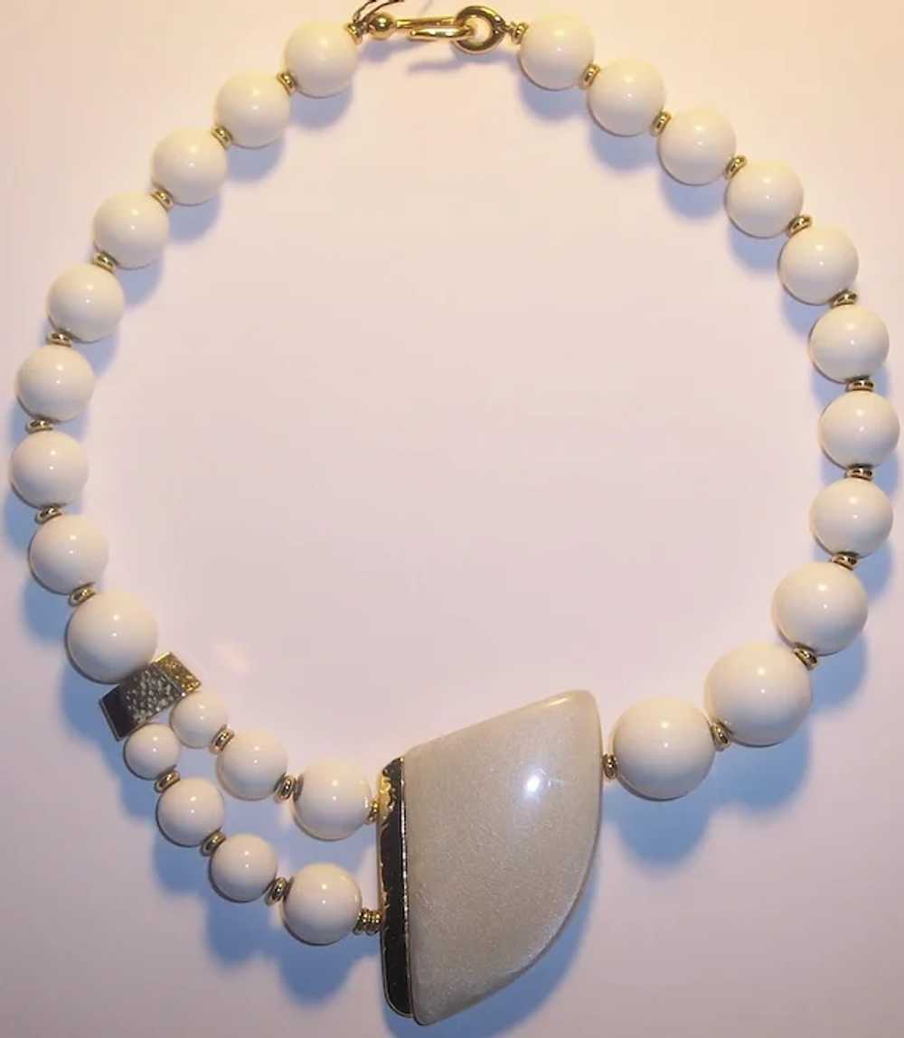 TRIFARI Asymmetrical Bold White Beaded Necklace - image 2