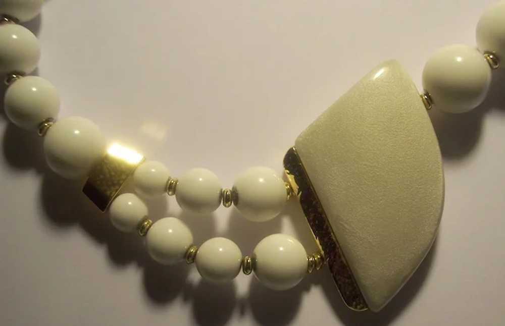 TRIFARI Asymmetrical Bold White Beaded Necklace - image 3