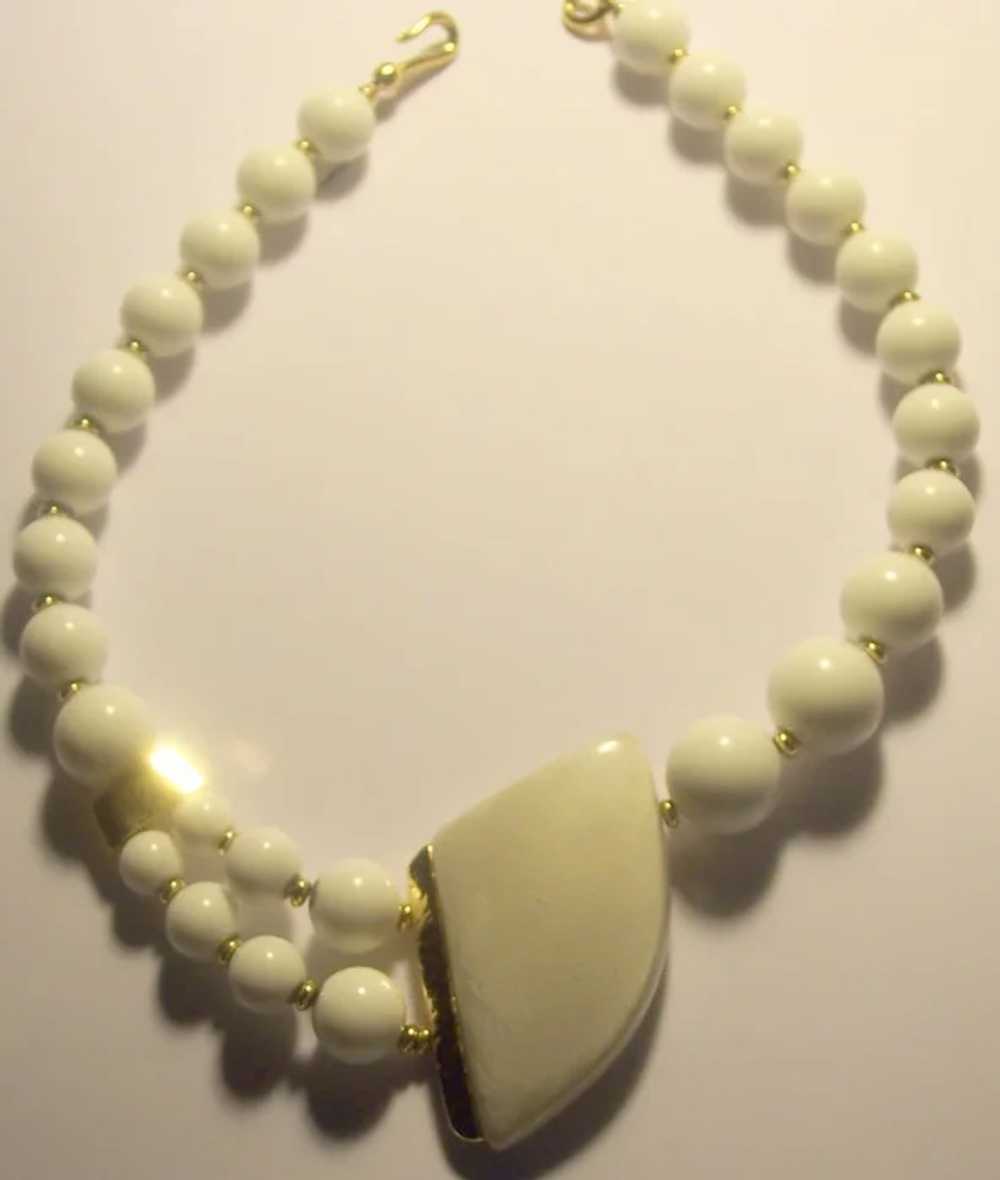 TRIFARI Asymmetrical Bold White Beaded Necklace - image 5