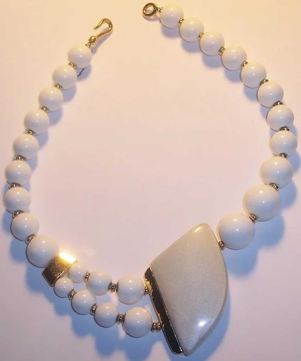 TRIFARI Asymmetrical Bold White Beaded Necklace - image 6