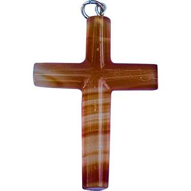 Agate Cross Pendant, Victorian - image 1