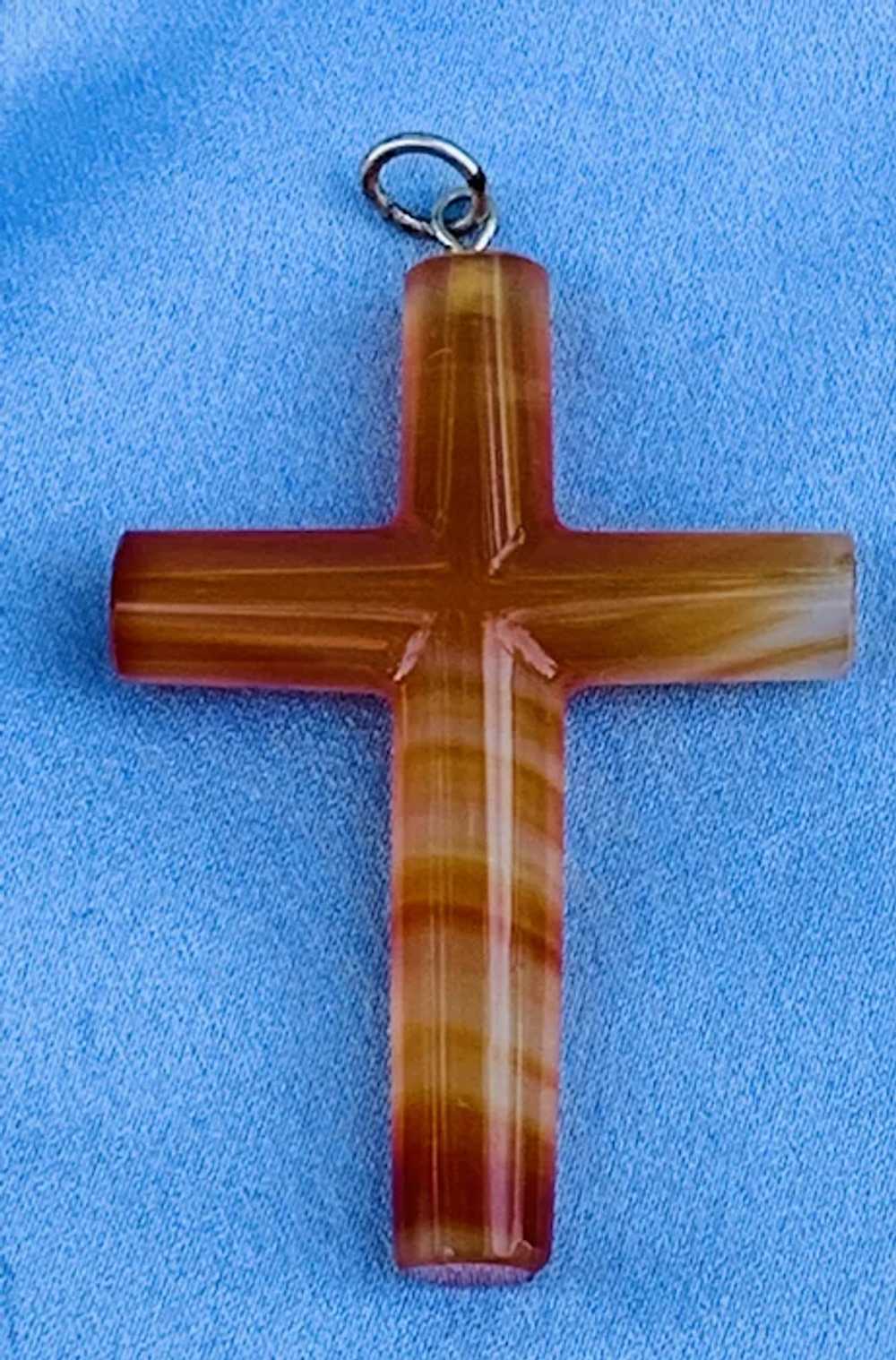 Agate Cross Pendant, Victorian - image 2