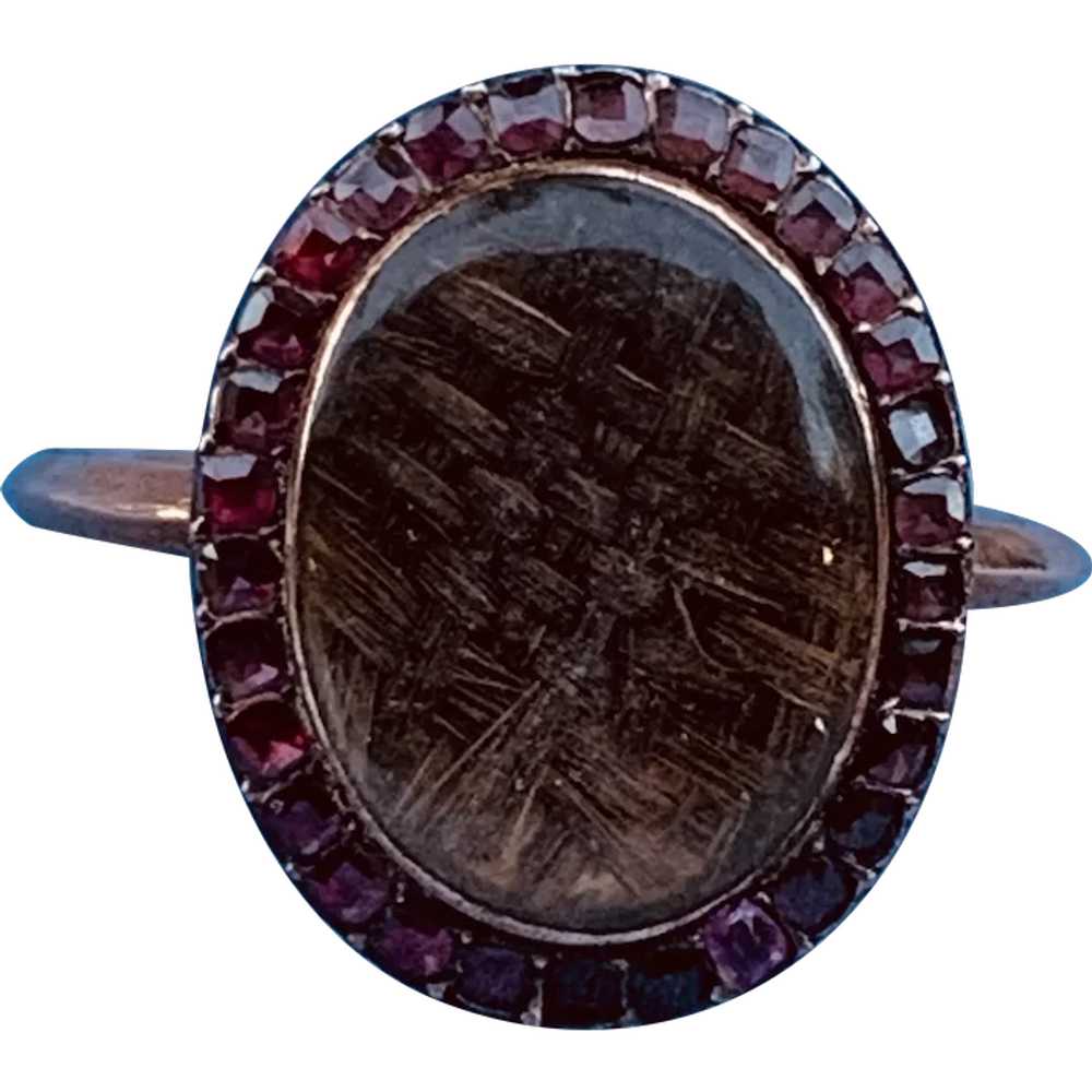 Garnet Hair Ring, Georgian - image 1