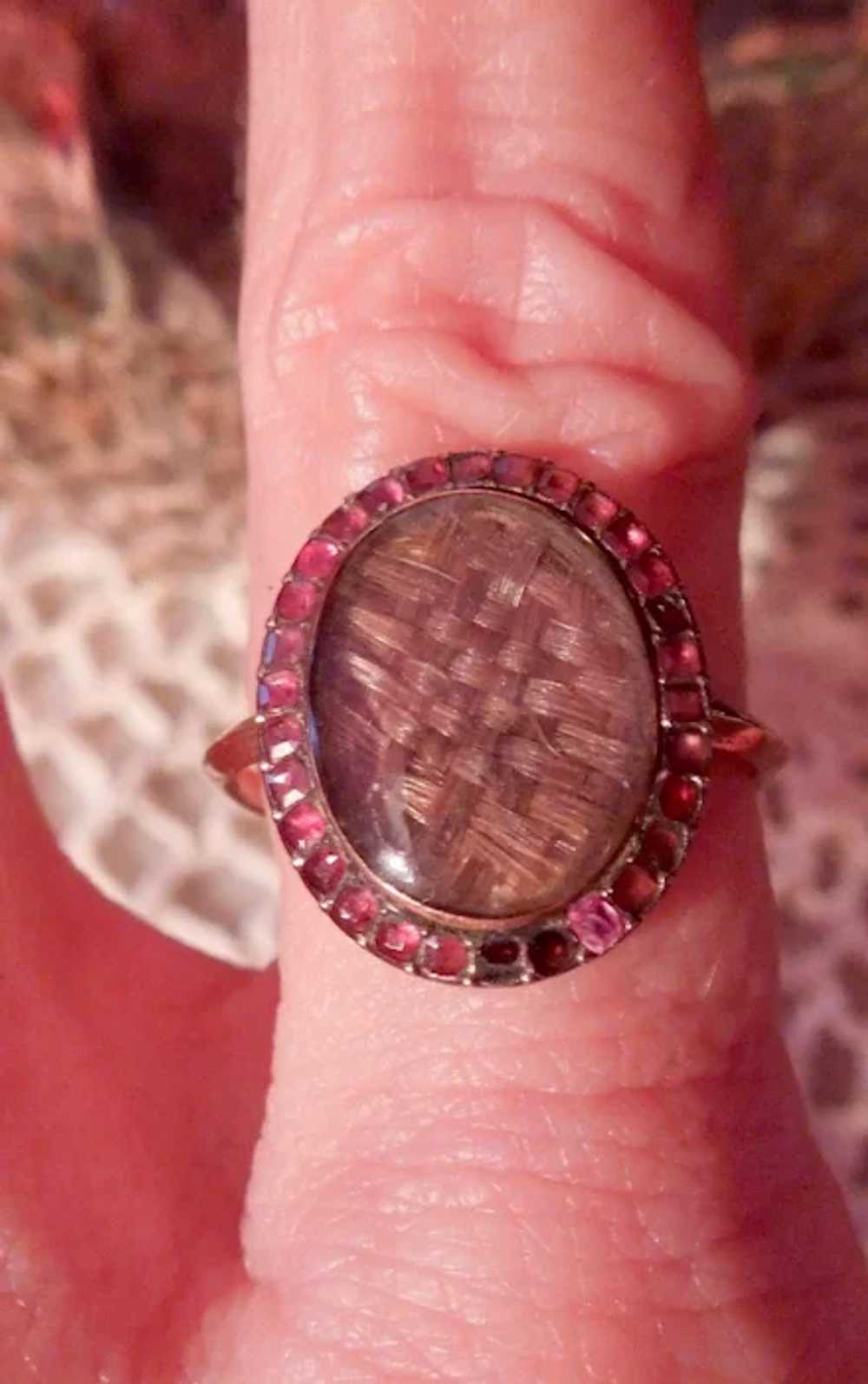 Garnet Hair Ring, Georgian - image 2