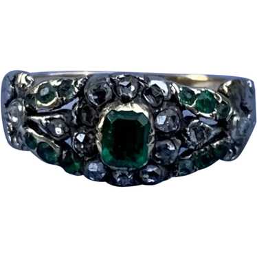 Emerald and Diamond Ring, Georgian, 18 ct