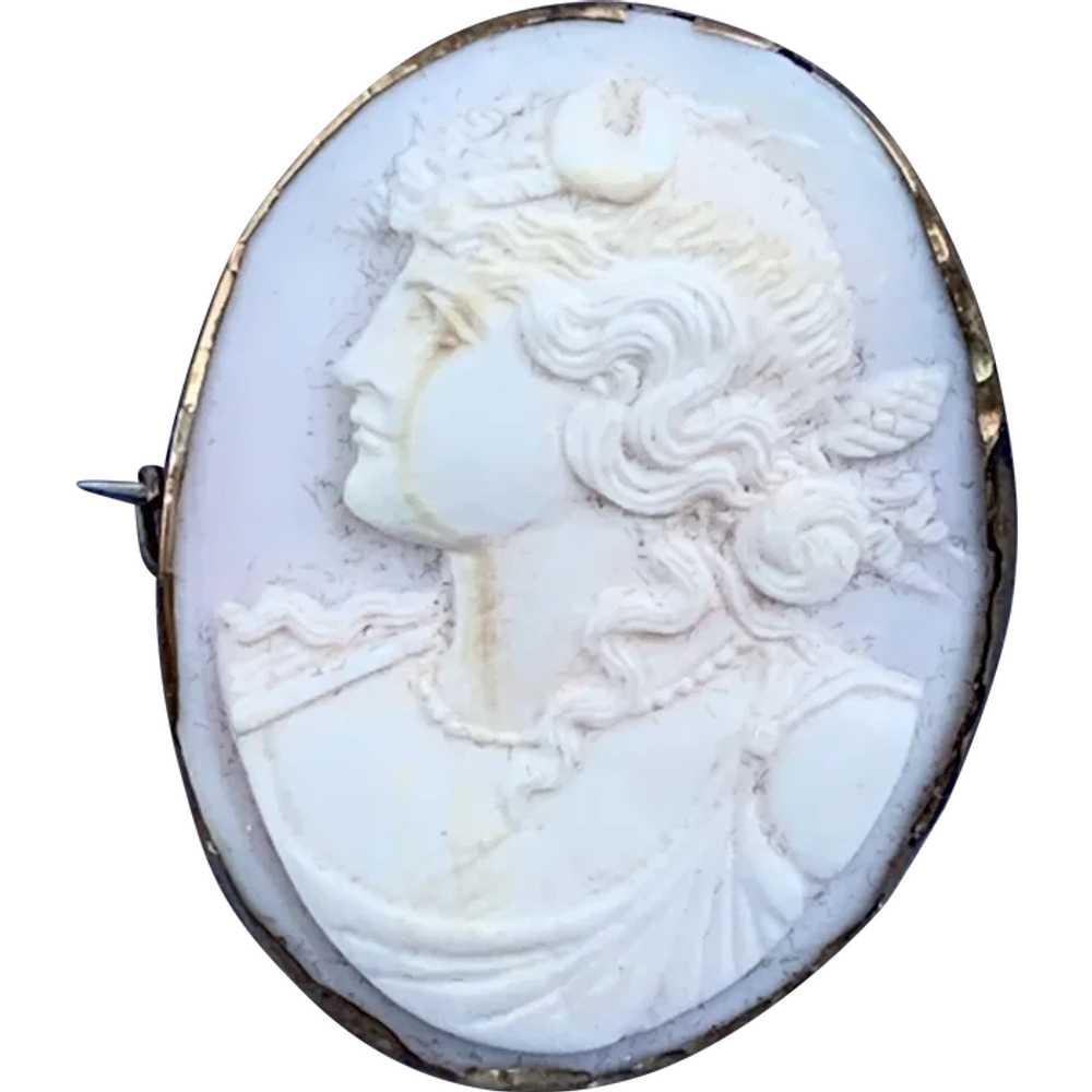 Angelskin Coral Cameo Brooch, 9 ct, Victorian - image 1