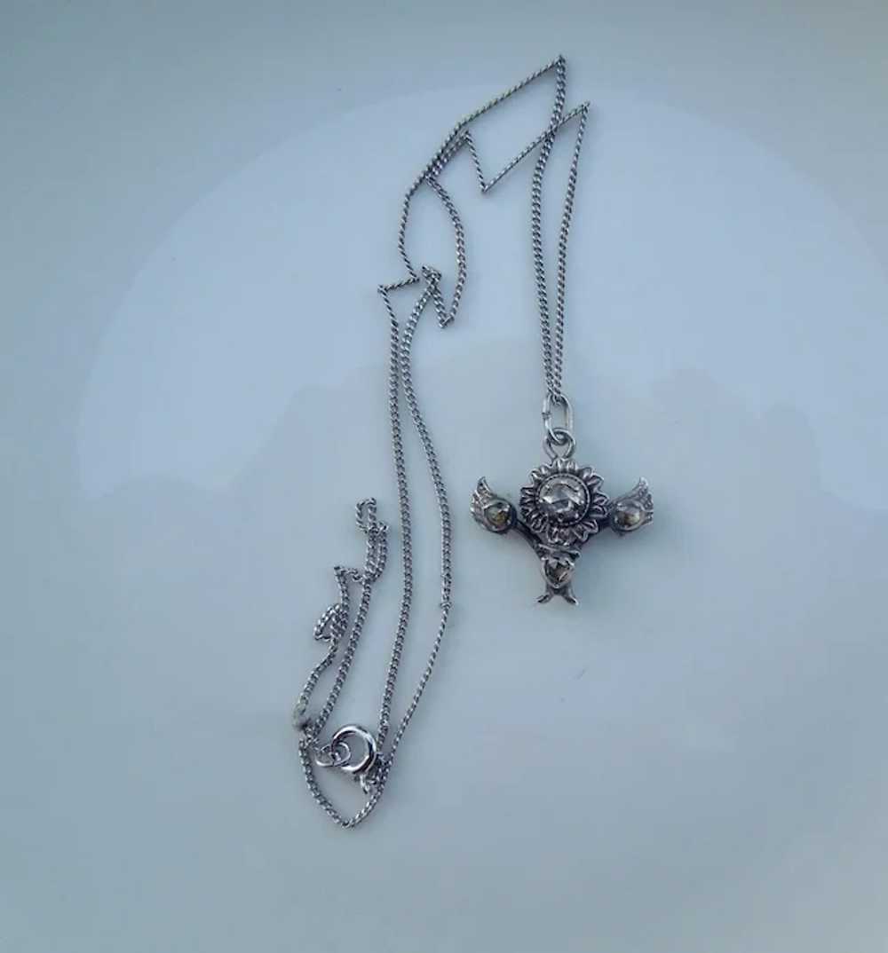 Rose Diamond Pendant and Chain, Georgian - image 2