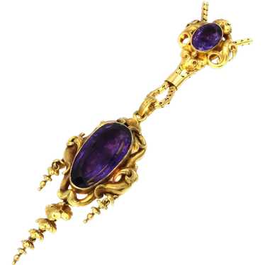 Victorian Amethyst Gold Pendant Necklace - image 1