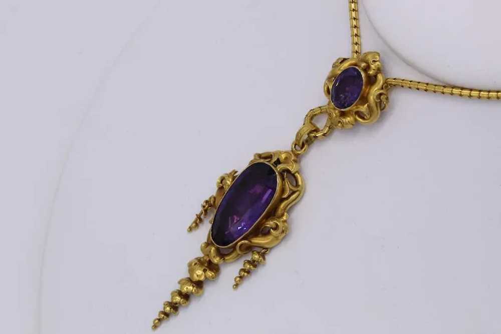 Victorian Amethyst Gold Pendant Necklace - image 6