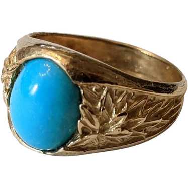 Vintage Turquoise And 14k Gold Ring - image 1